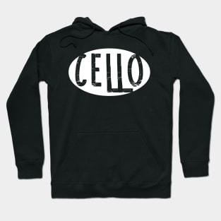 Cello Oval Rough White Text Hoodie